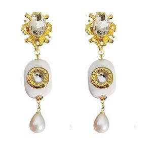 Statement white drop earrings A316